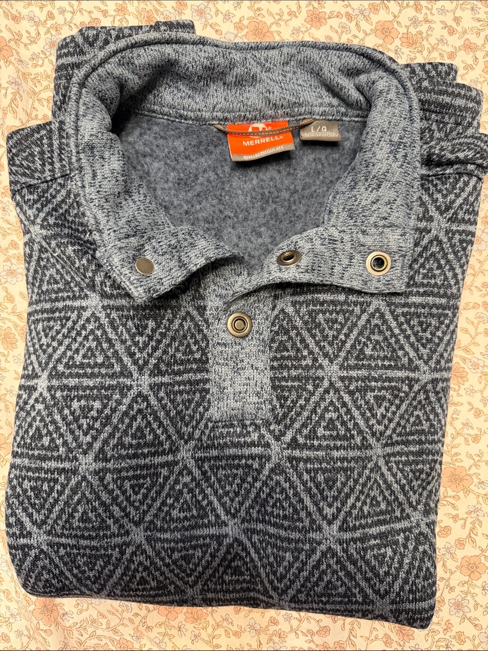 Merrell Men's Gray Geometric Snap-Front Sweater